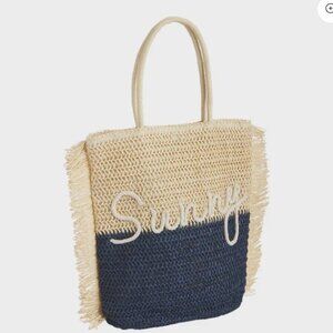 Mudpie Straw beach Tote  Sunny